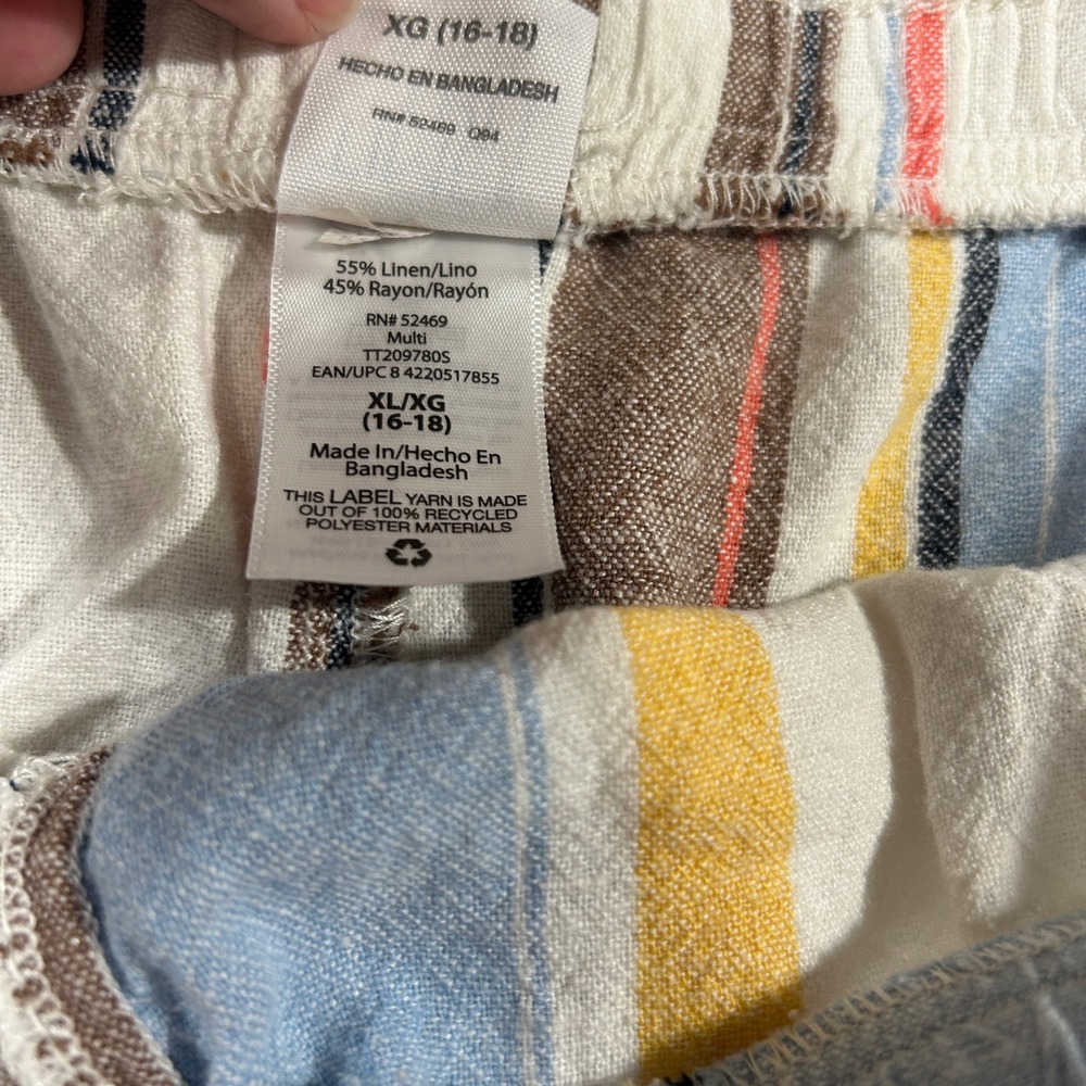 Time and Tru Linen Blend Shorts Womens XL Striped Pull On Beach Boho - Picture 5 of 6